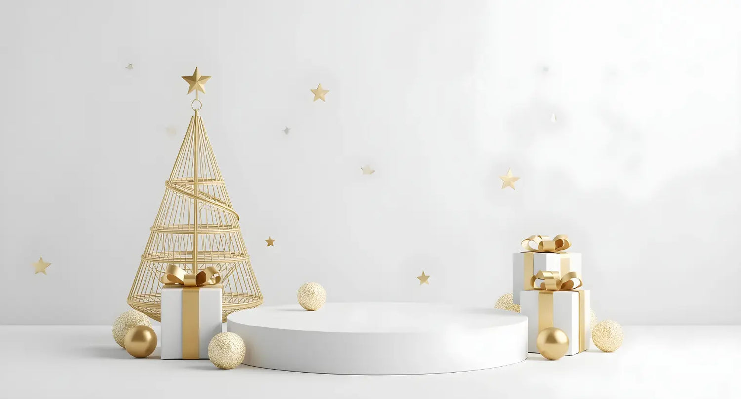 Christmas gift boxes with a red background