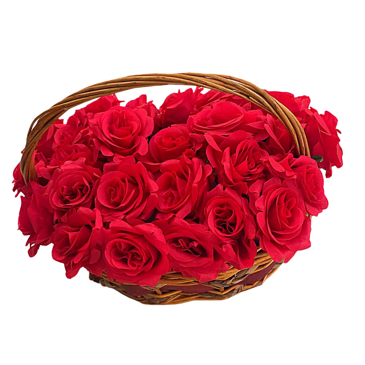 Basket of natural red roses