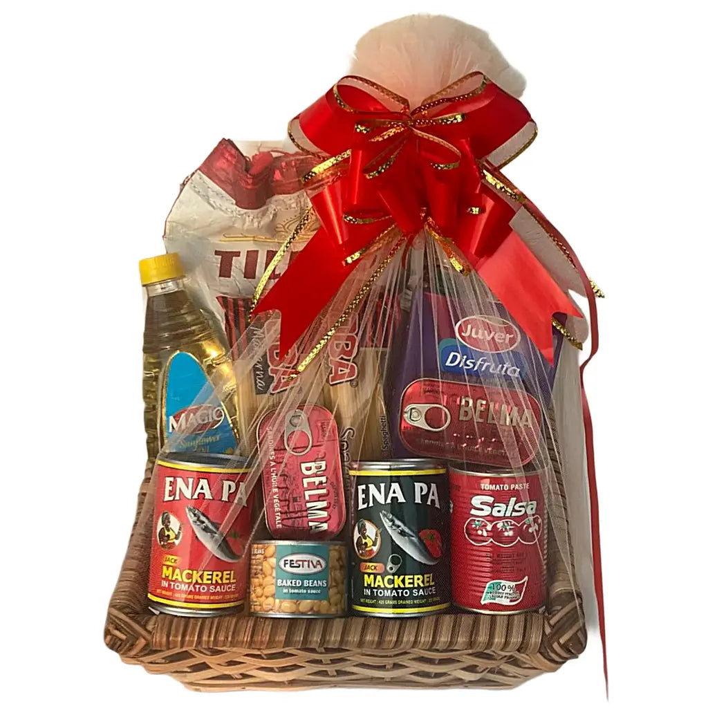 Grocery Hamper packaged for Christmas and gifts