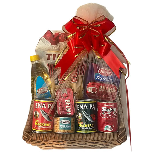 Grocery Hamper packaged for Christmas and gifts