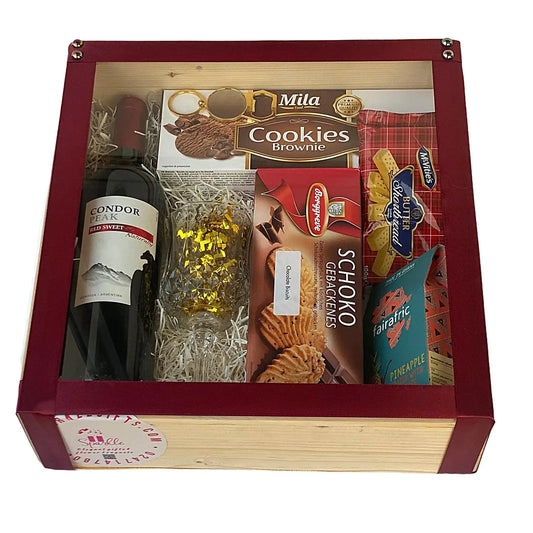 Gift set box of wine and premium cookies 