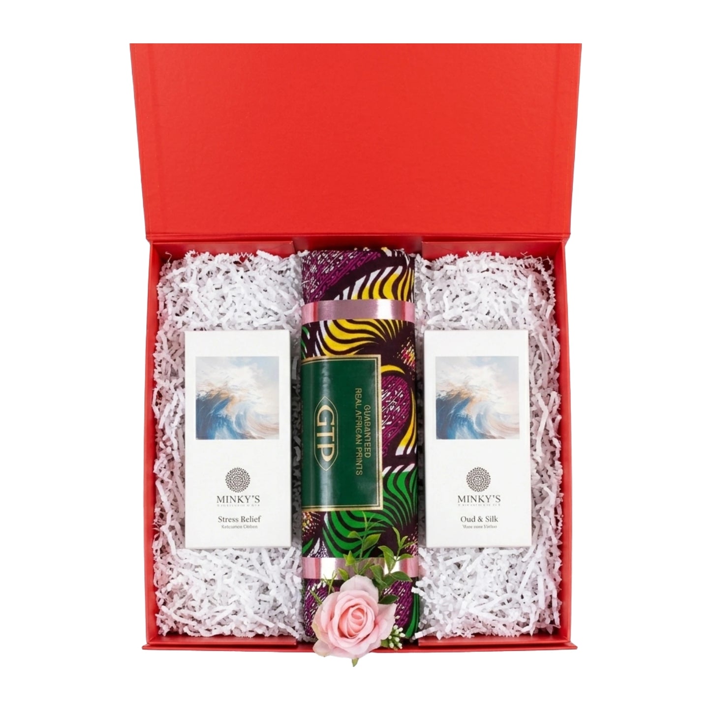 Gift set with Minky's products in a red box