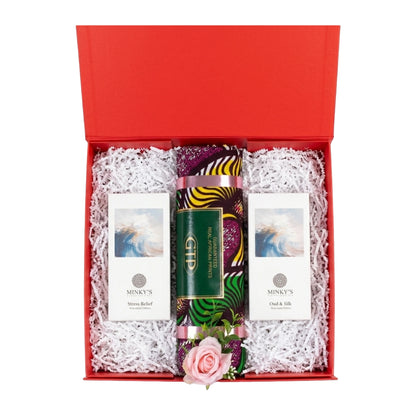 Gift set with Minky's products in a red box