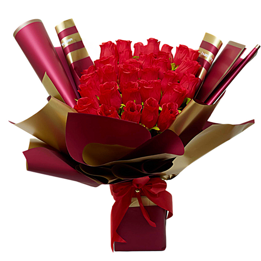 A bouquet of natural rose flowers 