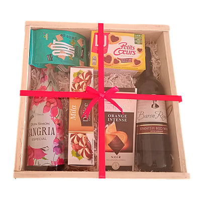 Non alcoholic wine, chocolate, premium biscuit gift package